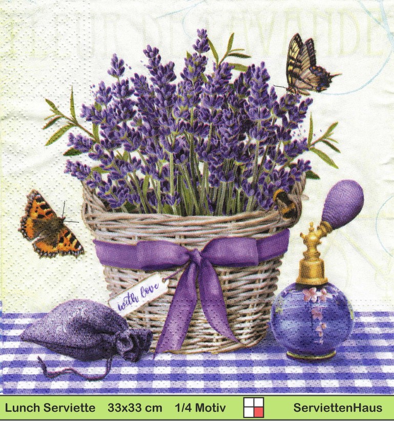 Lavendel im Korb Parfüm und Schmetterling - 1 Lunch Serviette