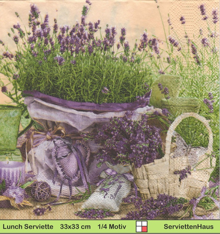 Lavendel auf dem Gartentisch - 1 Lunch Serviette