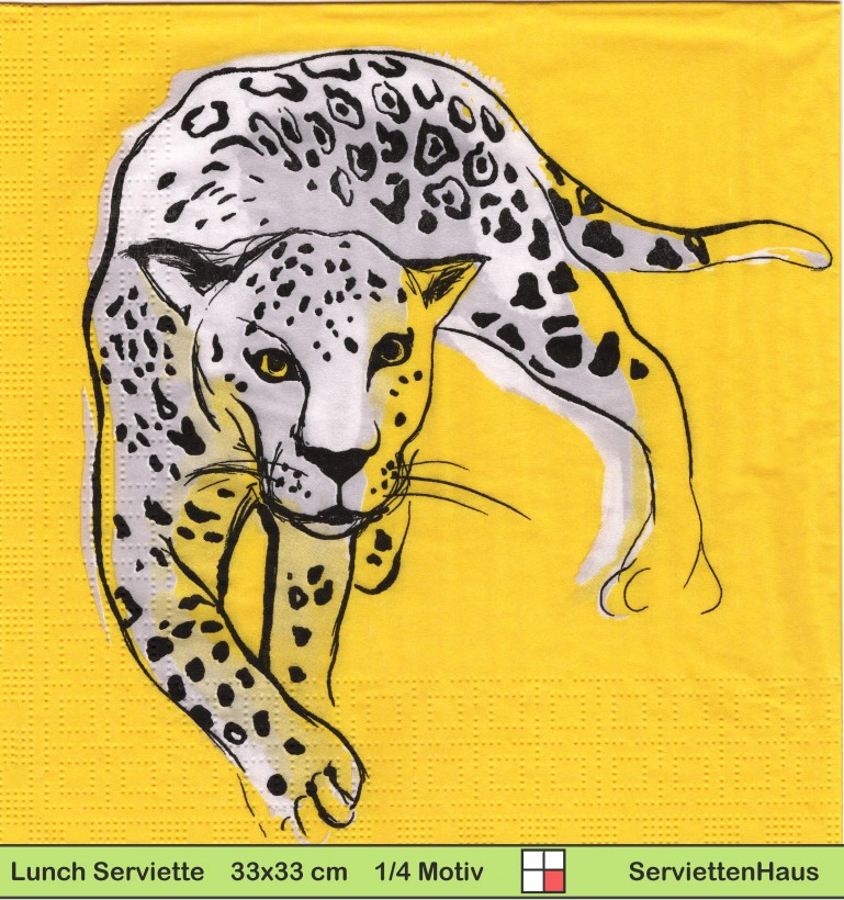Leopard auf gelb - 1 Lunch Serviette