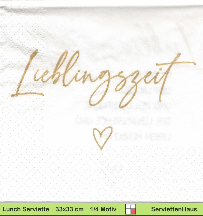 Lieblingszeit - 1 Lunch Serviette - Zwei verschiedene 1/4 Motive