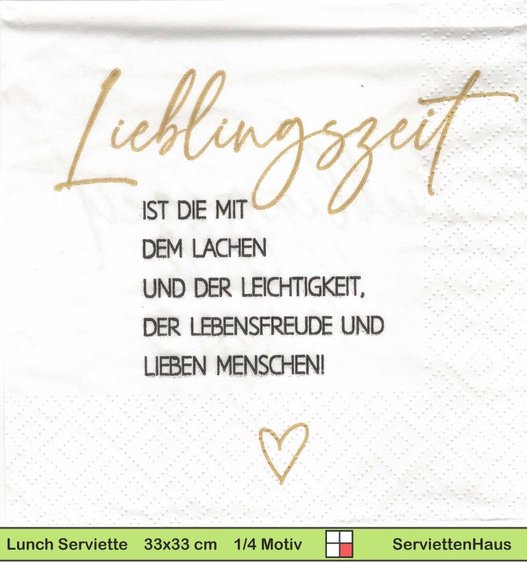 Lieblingszeit - 1 Lunch Serviette - Zwei verschiedene 1/4 Motive