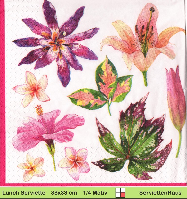 Verschiedene Lilien - 1 Lunch Serviette