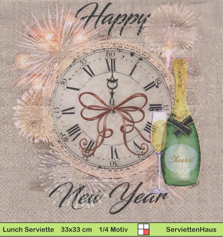 Happy new year um 12 Uhr - 1 Lunch Serviette