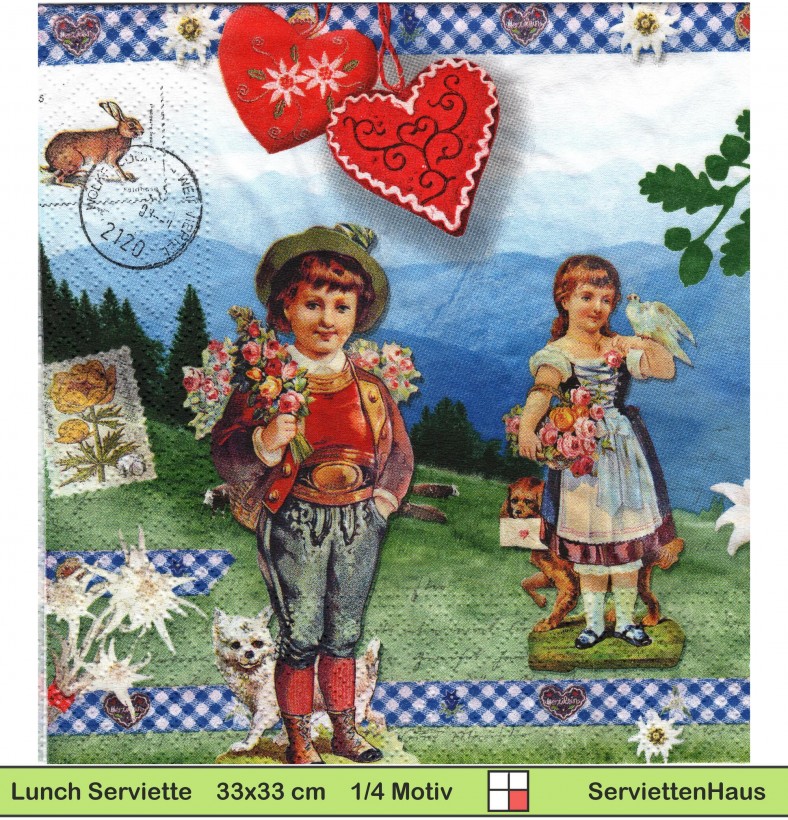 Deutschland - Bayern - Mädchen und Junge auf der Alm - 1 Lunch Serviette