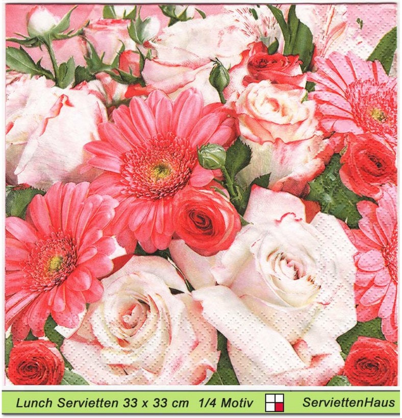Margeriten und Rosen - 1 Lunch Serviette