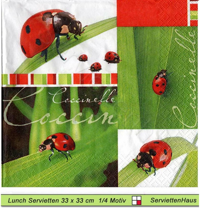 Marienkäfer auf Gras - 1 Lunch Serviette