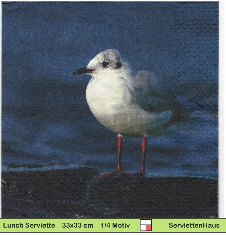 Möwe am Strand dunkelblau - 1 Lunch Serviette
