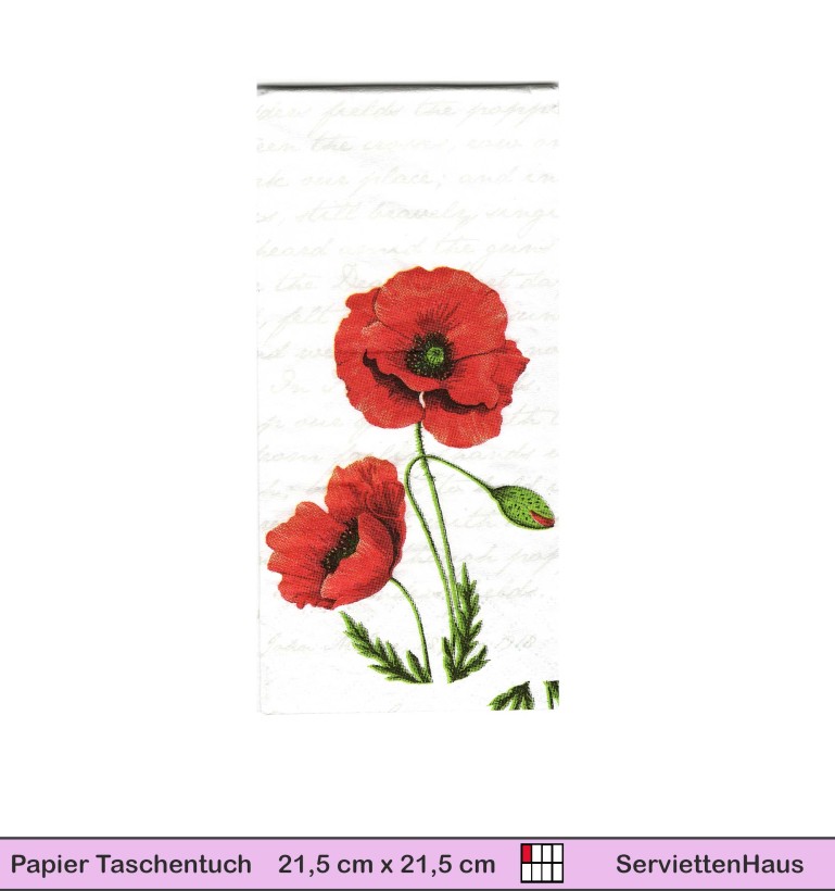 Stolze Mohnblume - 1 Papier Taschentuch