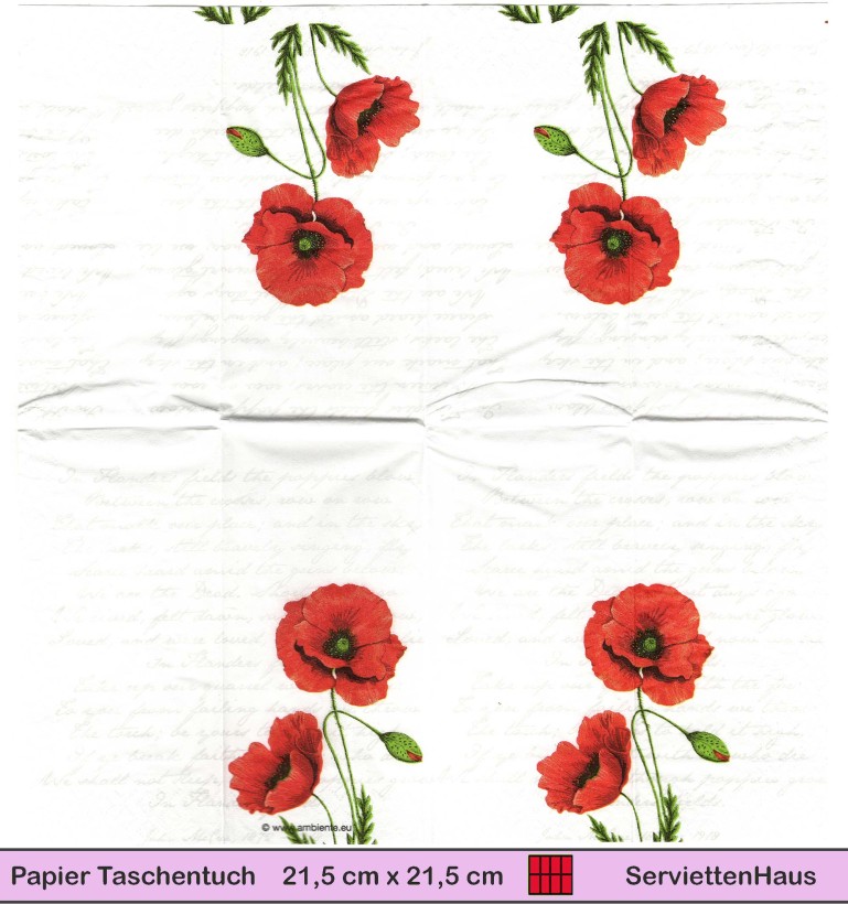 Stolze Mohnblume - 1 Papier Taschentuch