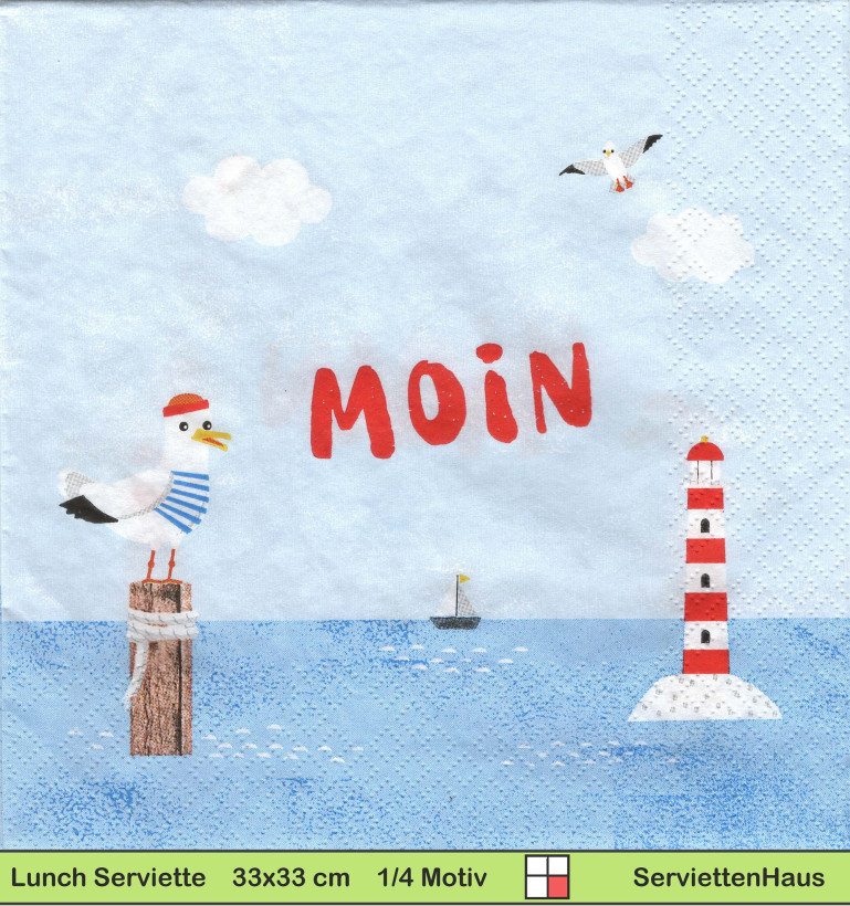 Moin wünscht die Seemöwe - 1 Lunch Serviette