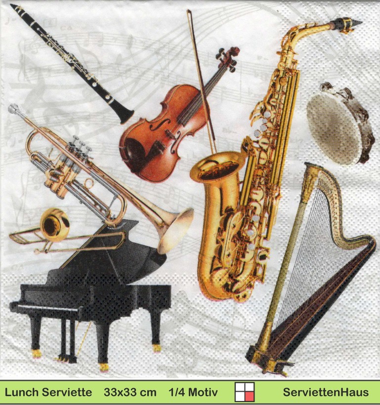 Musikinstrumente - 1 Lunch Serviette