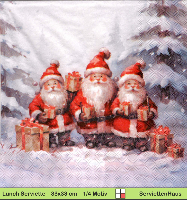 Drei kleine Nikoläuse im Wald mit Geschenken - 1 Lunch Serviette