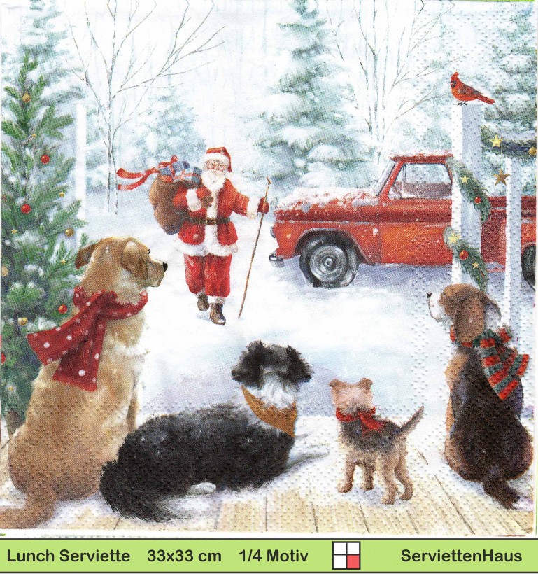 Nikolaus bringt mit Truck den Hunden Geschenke - 1 Lunch Serviette