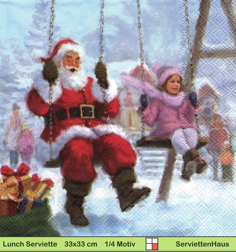 Nikolaus mit Kind auf der Schaukel - 1 Lunch Serviette
