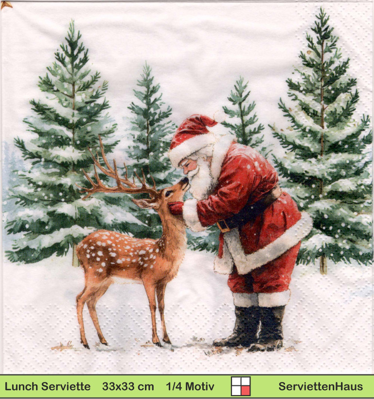 Nikolaus krault ein Reh im Wald - 1 Lunch Serviette