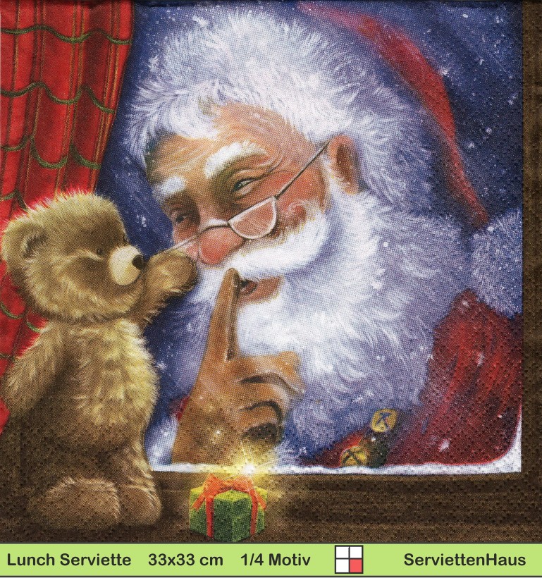 Nikolaus mit Teddy - 1 Lunch Serviette