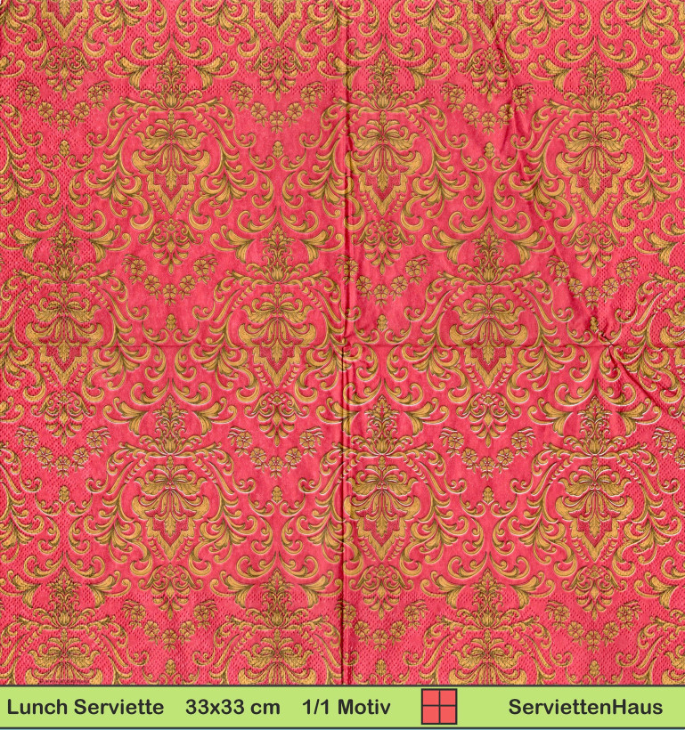 Goldene Ornamente auf rot - 1 Lunch Serviette