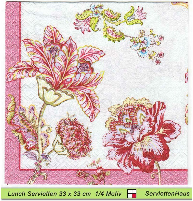 Blumen in rosa - 1 Lunch Serviette