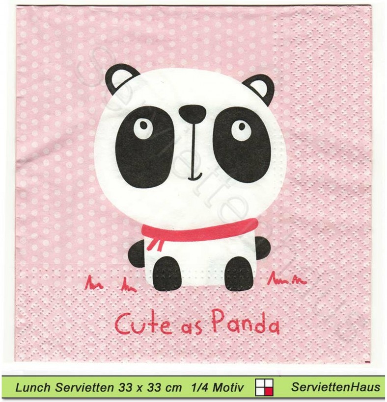 Pandabär auf rosa - 1 Lunch Serviette