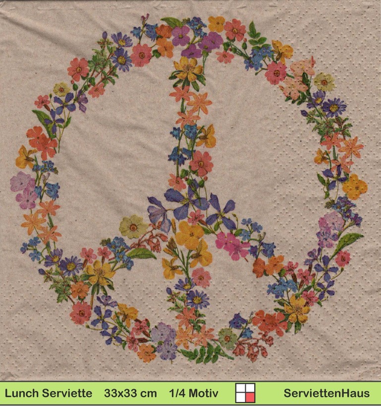 Peace aus Blumen geformt - 1 Lunch Serviette