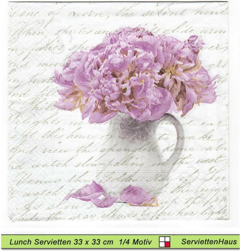 Sagen Vintage Design - Pfingstrosen im Keramikkrug - 1 Lunch Serviette
