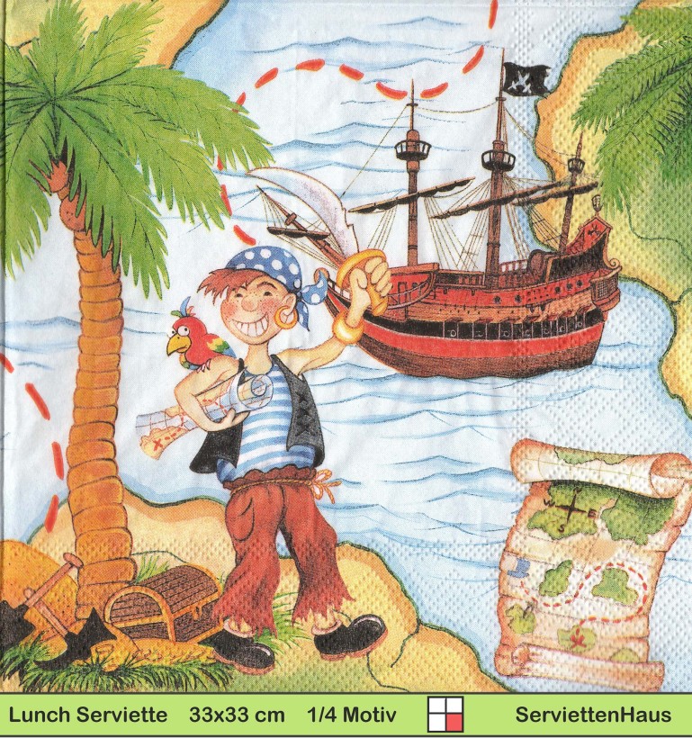 Pirat auf der Pirateninsel - 1 Lunch Serviette - Ganzes Motiv