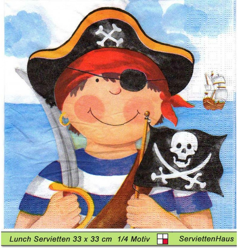 Piraten Junge mit Augenklappe - 1 Lunch Serviette