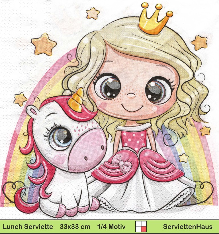 Prinzessin mit Einhorn - 1 Lunch Serviette