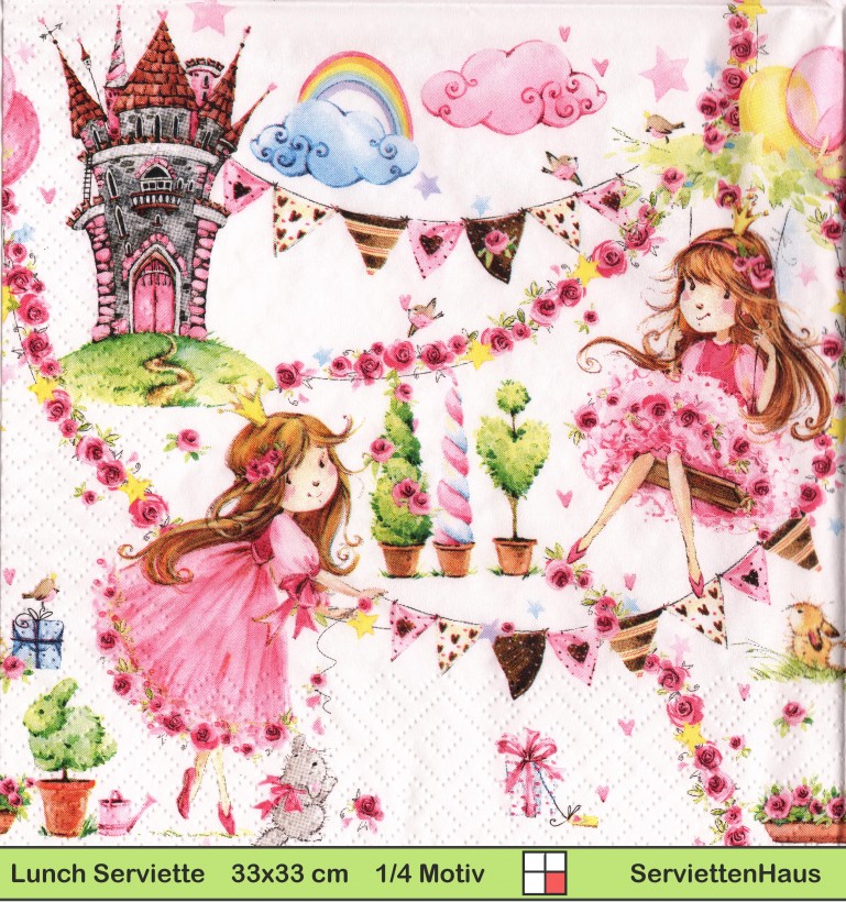 Prinzessin im Garten vor der Burg - 1 Lunch Serviette
