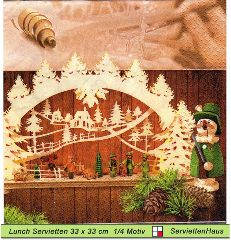 Räuchermännchen und Schwippbögen - 1 Lunch Serviette