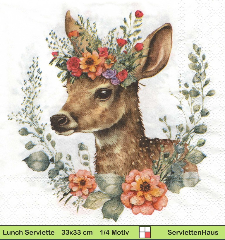 Rehdame mit Eukalypthus - 1 Lunch Serviette