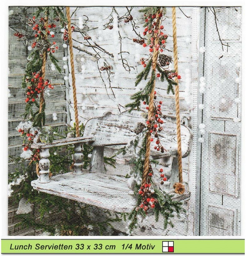 Romantische Schaukel im Winter - 1 Lunch Serviette