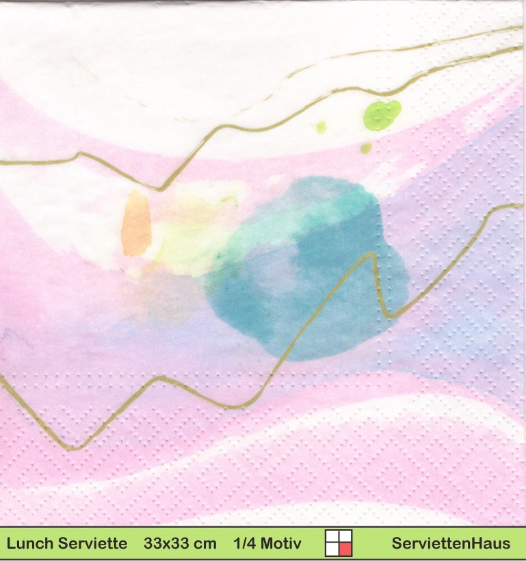 Fantasiemuster in rosa blau und gold - 1 Lunch Serviette
