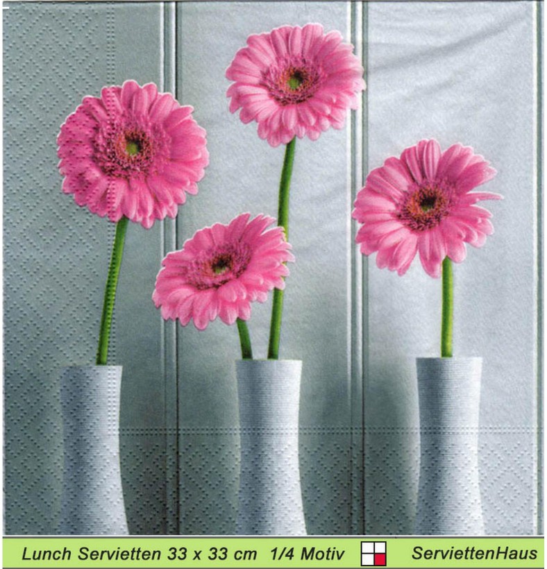 Rosa Gerbera in Vase - 1 Lunch Serviette
