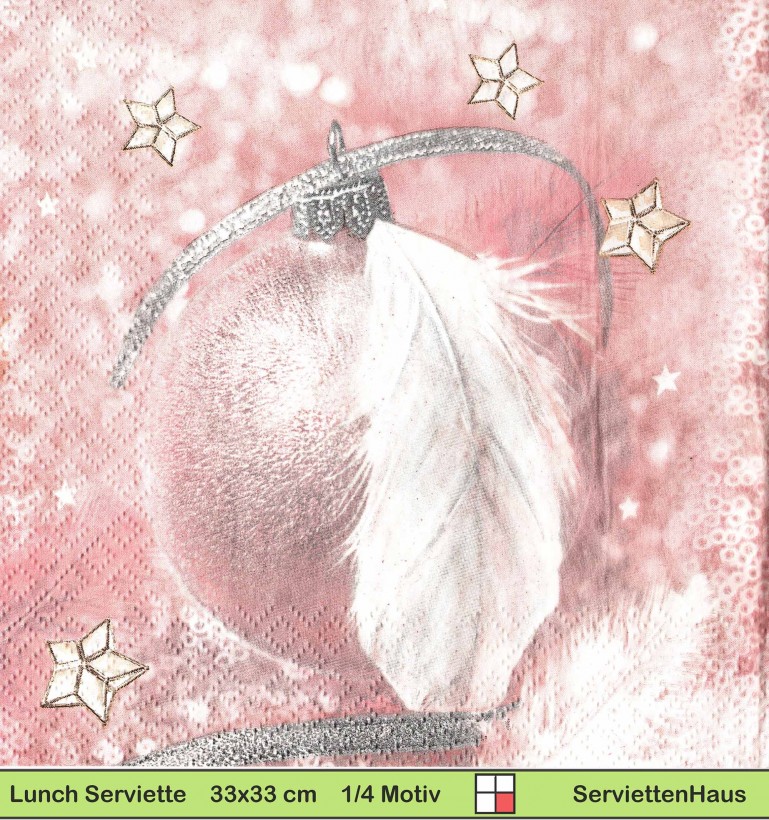 Weihnachtskugel und Feder - 1 Lunch Serviette