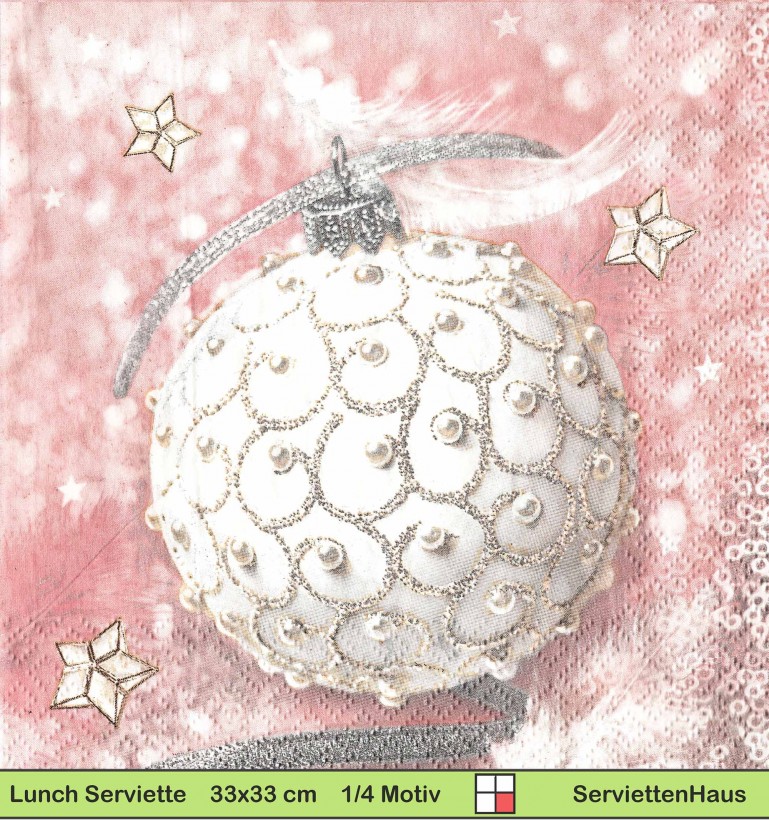 Weihnachtskugel und Feder - 1 Lunch Serviette