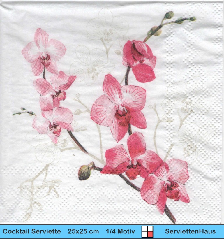 Kleine rote Orchideen - 1 Cocktail Serviette