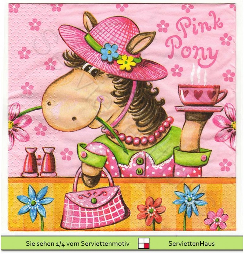 Rosa Pony - 1 Lunch Serviette