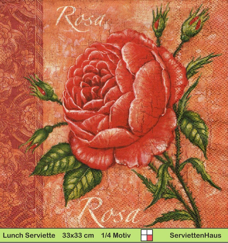 Rose auf rotem Marmor - 1 Lunch Serviette