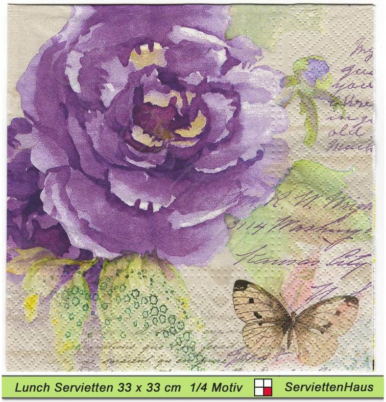 Rose in lila - 1 Lunch Serviette
