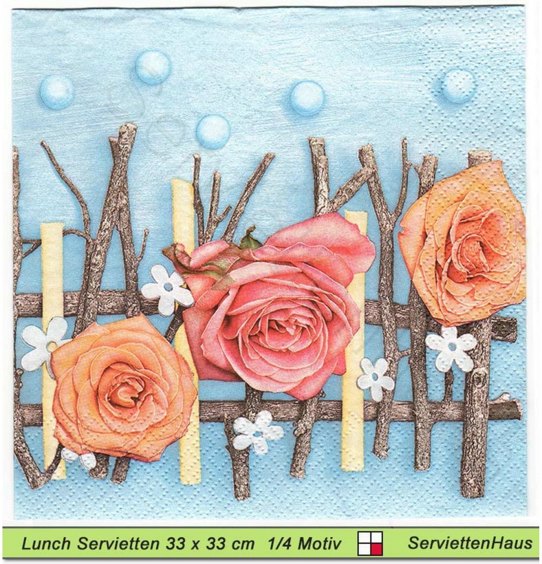 Rosen am Zaun - 1 Lunch Serviette