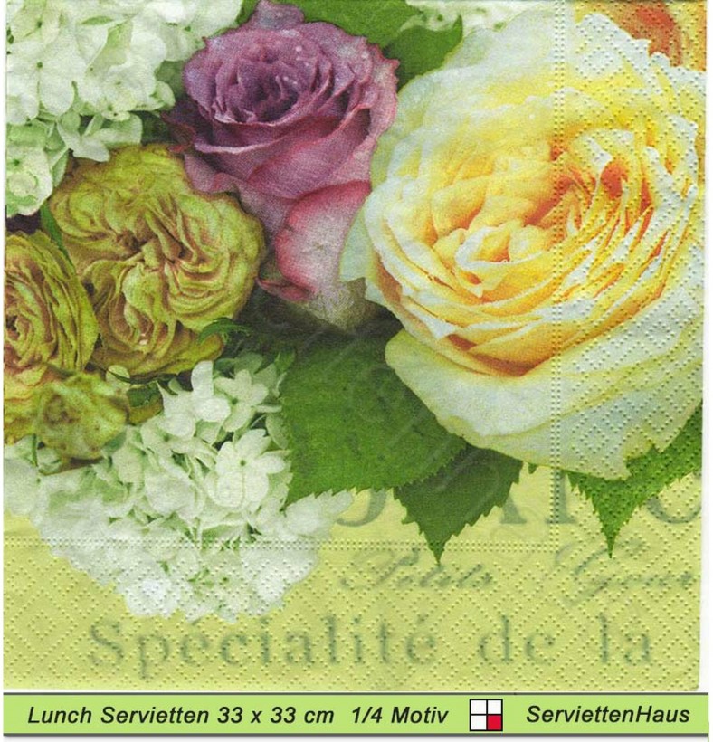Rosen auf grün - 1 Lunch Serviette