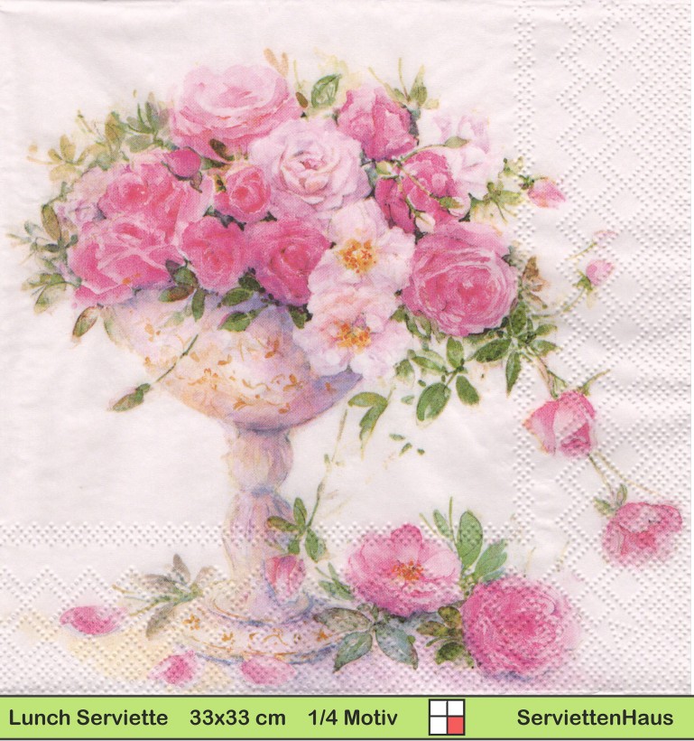 Rosen in einer Schale - 1 Lunch Serviette