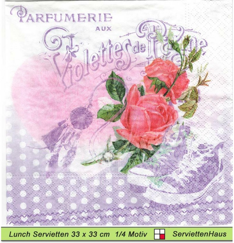 Turnschuhe und Rosen - 1 Lunch Serviette