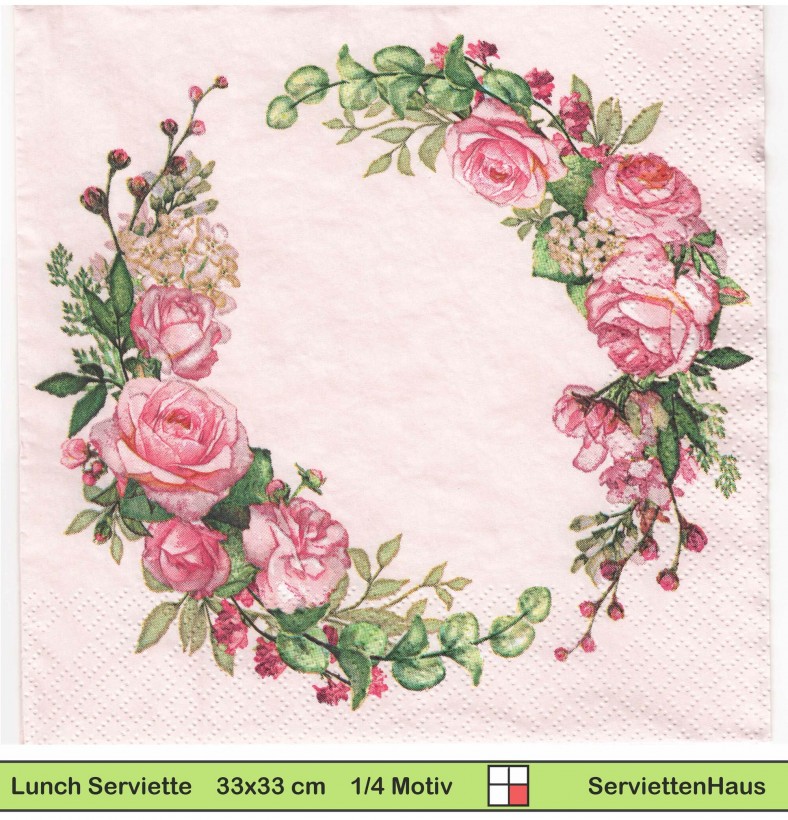 Rosenkranz auf rosa - 1 Lunch Serviette