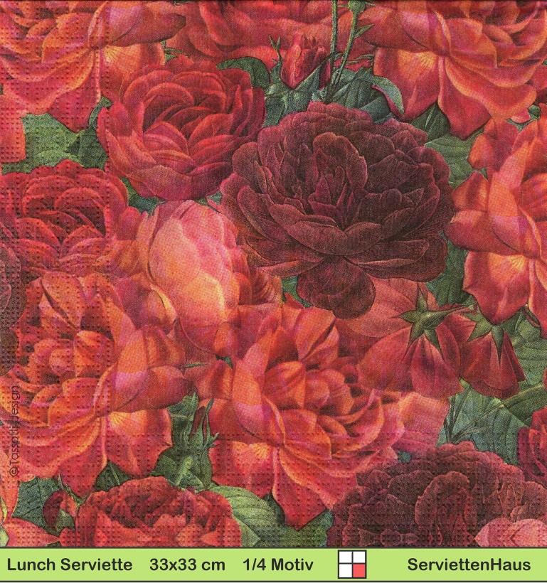 Viele rote Rosen - 1 Lunch Serviette