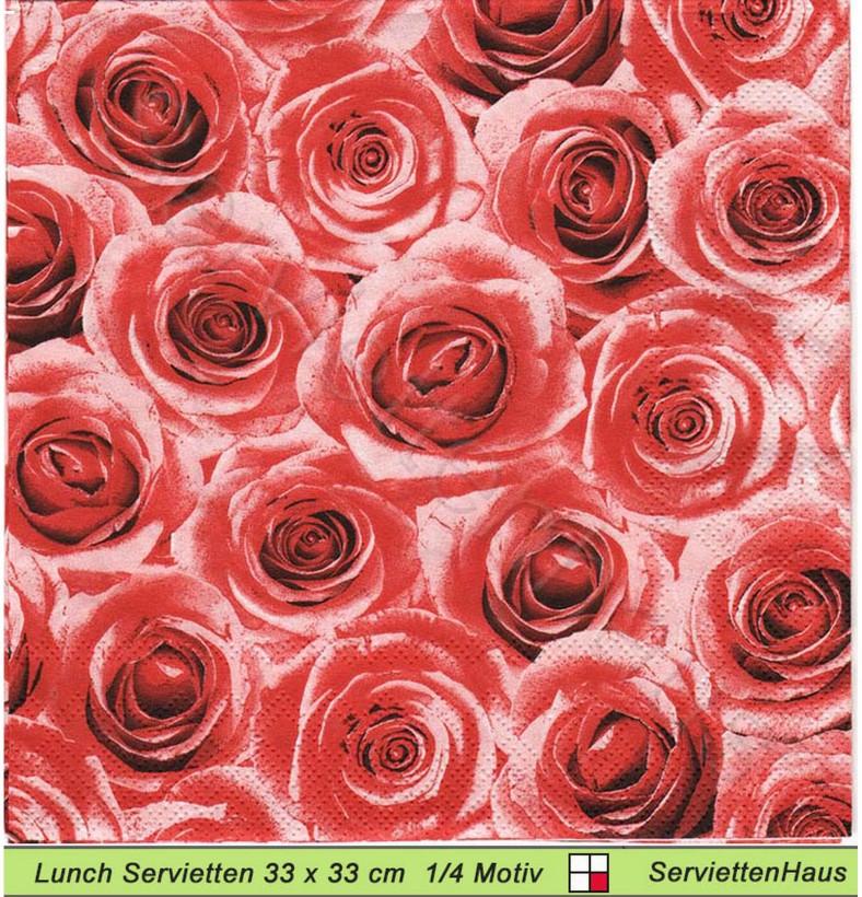 Rote Rosen dicht an dicht - 1 Lunch Serviette