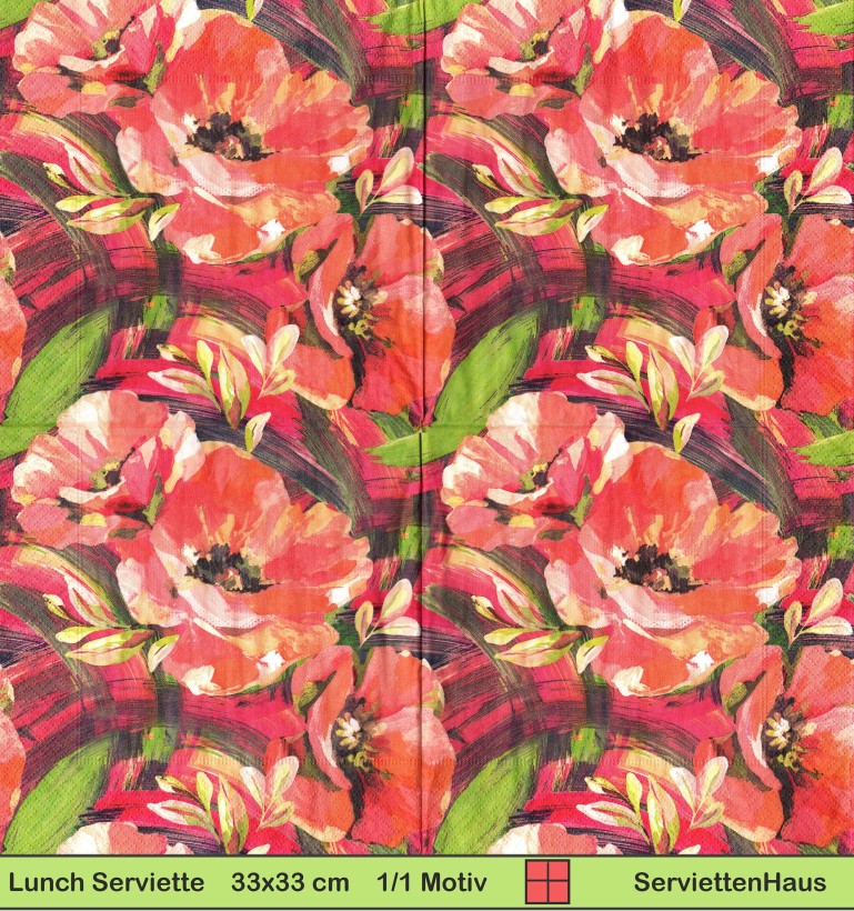 Gezeichnete wilde Rosen - 1 Lunch Serviette