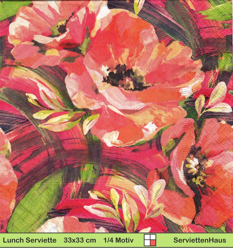 Gezeichnete wilde Rosen - 1 Lunch Serviette