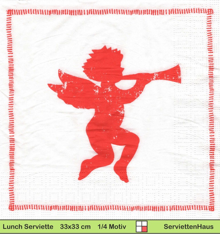 Roter Engel mit Trompete - 1 Lunch Serviette